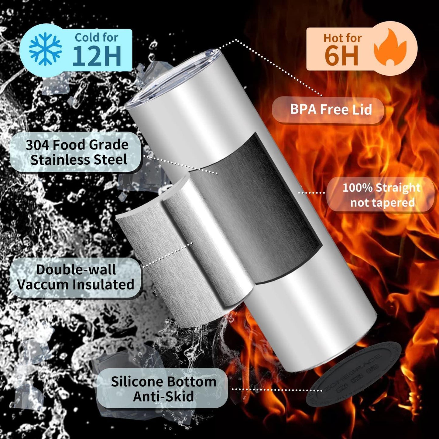 Lofty Seahorse 20 oz tumblers stay hot for 6 hours and cold for 12 hours.