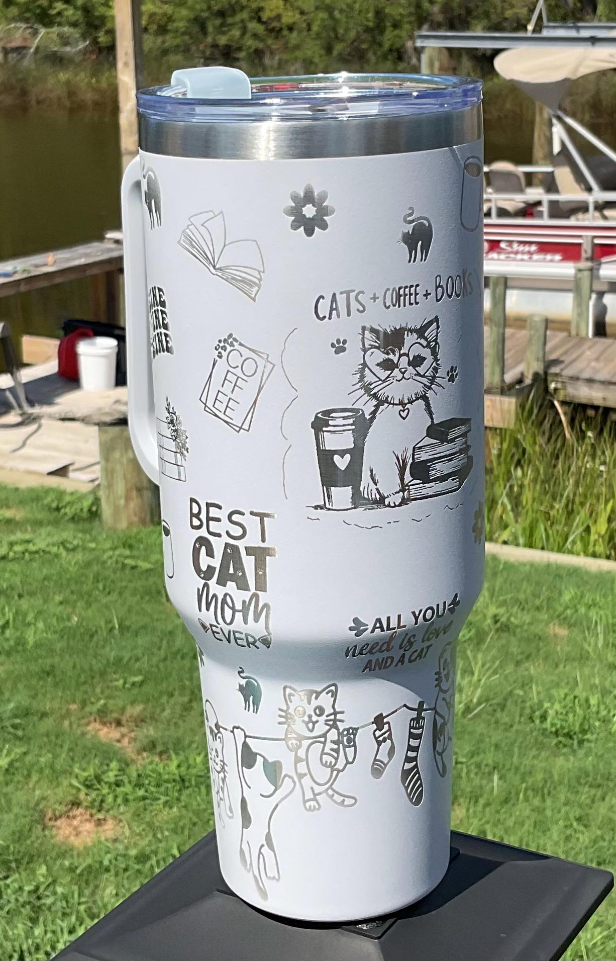 Cats, Coffee, and Books SVG 40 oz Tumbler Wrap- Cats Digital File, Coffee Digital File- Books Digital File- Cats, Coffee, Books Laser File