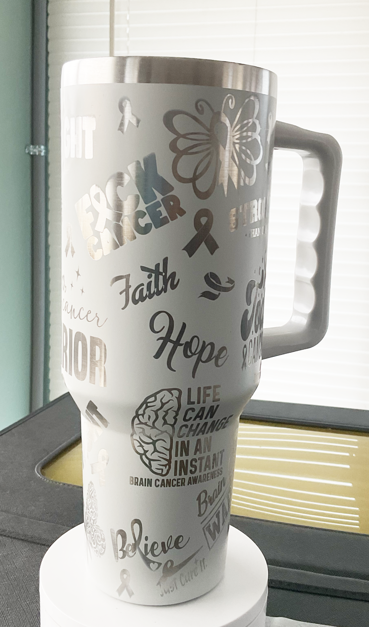 Brain Cancer Laser Engraved Full Wrap for 40oz Tumbler, Brain Cancer Digital Download, Glioblastoma Cancer SVG