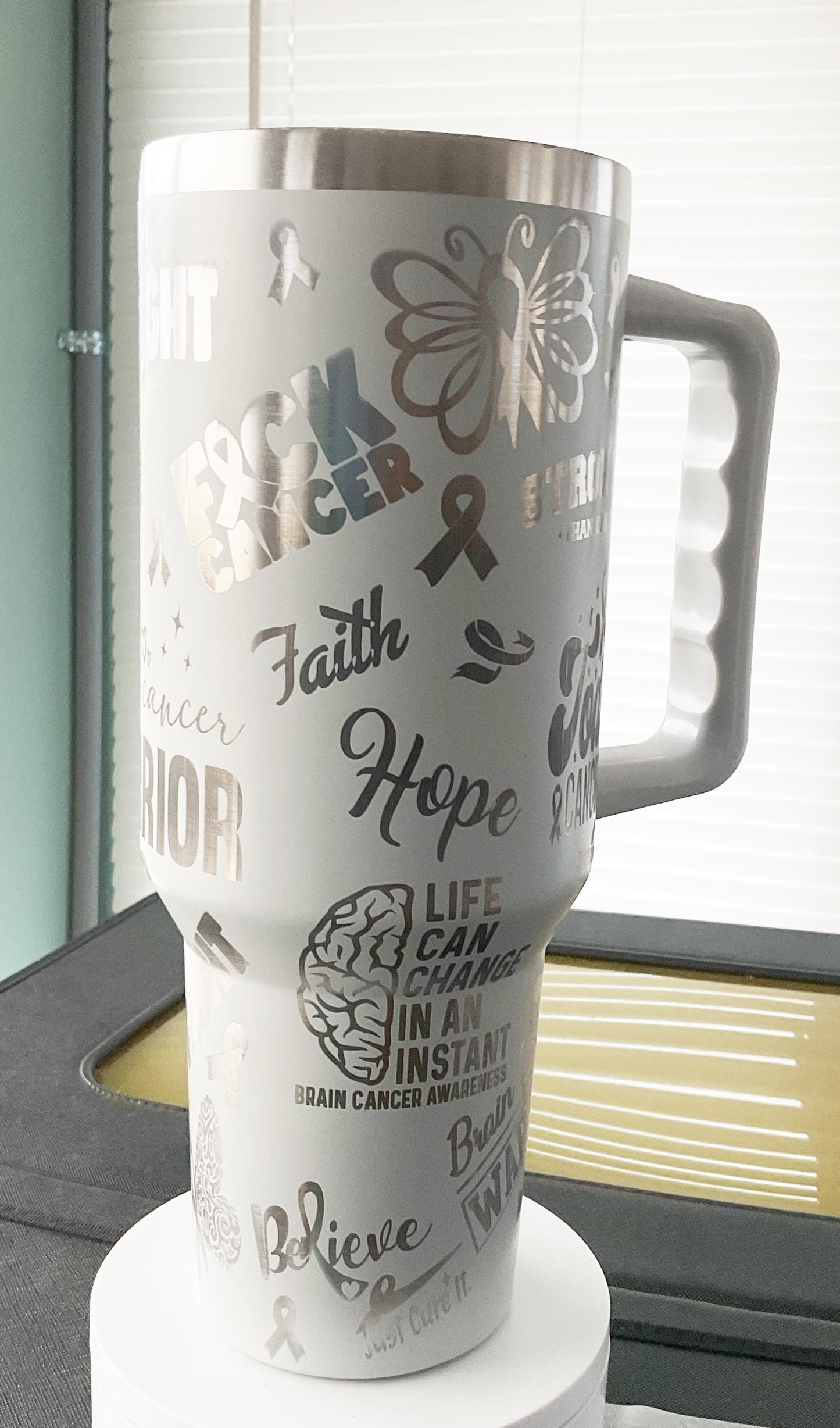 Brain Cancer Laser Engraved Full Wrap for 40oz Tumbler, Brain Cancer Digital Download, Glioblastoma Cancer SVG