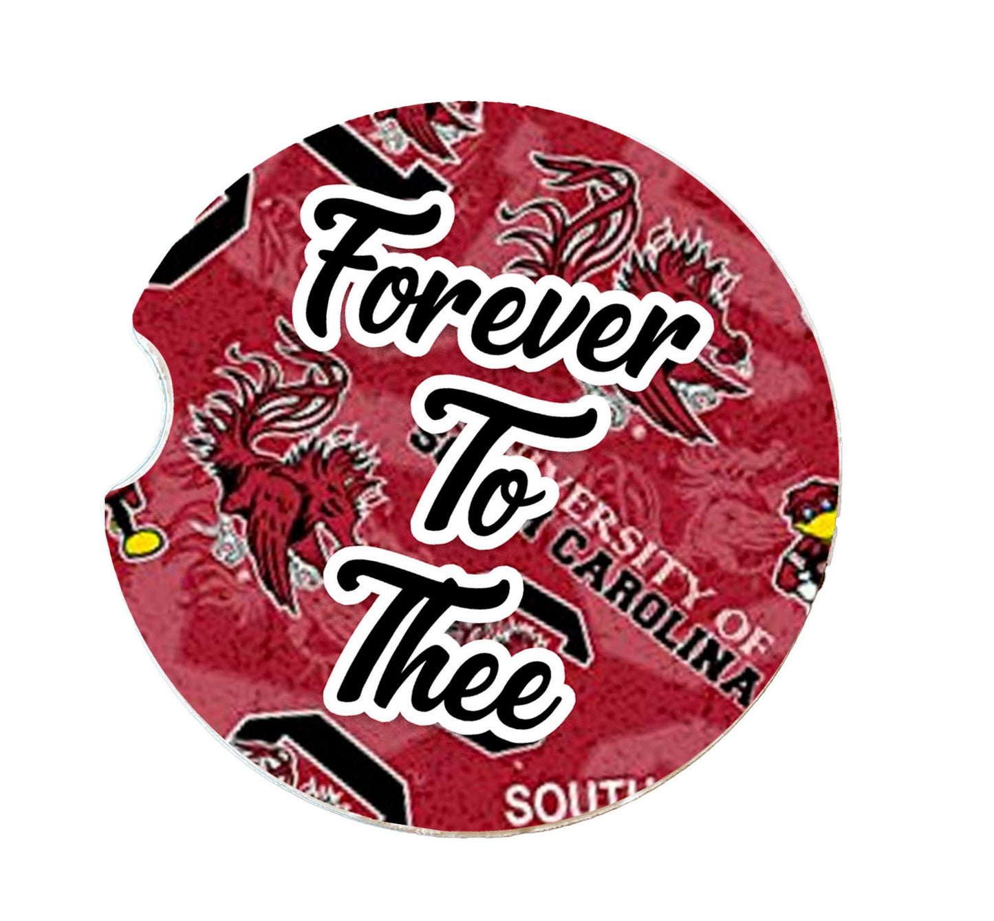 Gamecock influenced Ceramic Car Coasters- University of South Carolina Car Coasters- USC Fan Gifts- Forever to Thee Alumni Gift