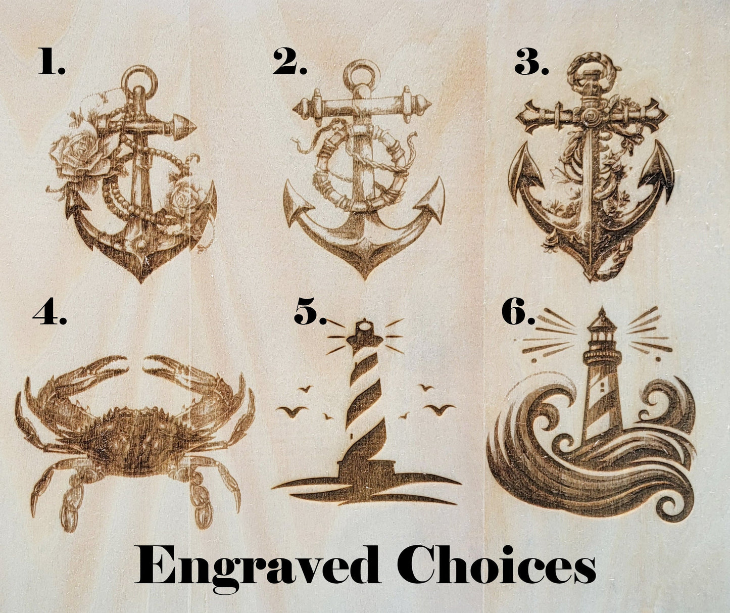 Personalized Laser Engraved Cutting Board- Custom Laser Engraved Cutting Board- Nautical Cutting Board