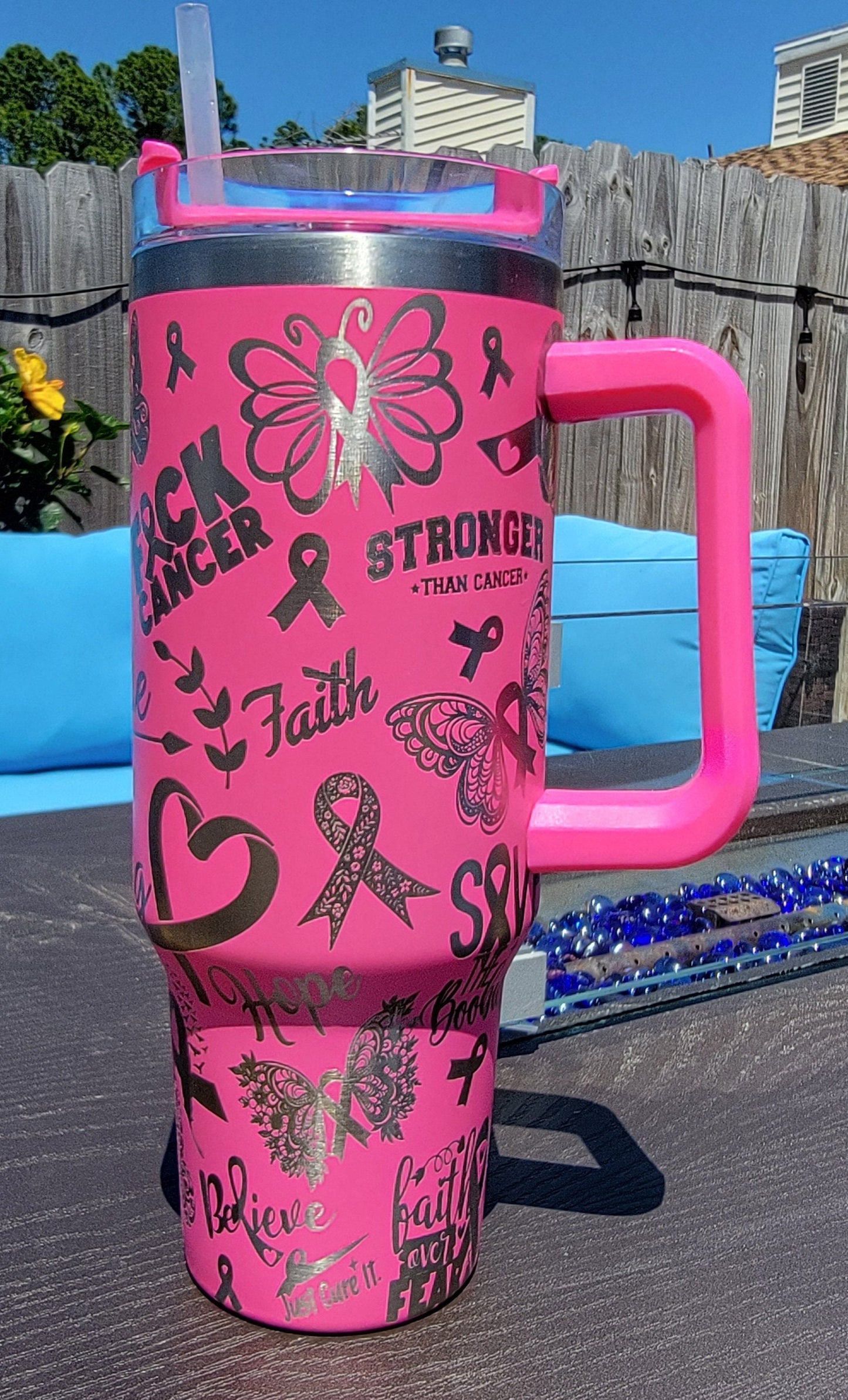 Breast Cancer Laser Engraved Tumbler- Breast Cancer 40 oz. Tumbler- Breast Cancer 30 oz. Tumbler- Breast Cancer Full Wrap Tumbler