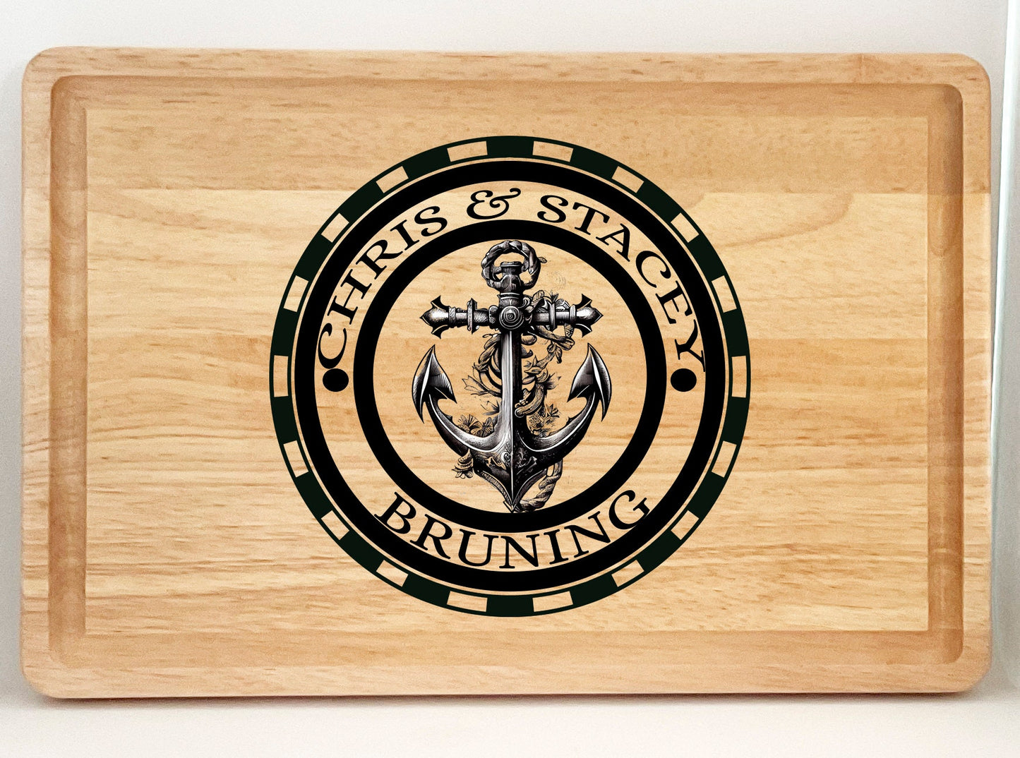 Personalized Laser Engraved Cutting Board- Custom Laser Engraved Cutting Board- Nautical Cutting Board