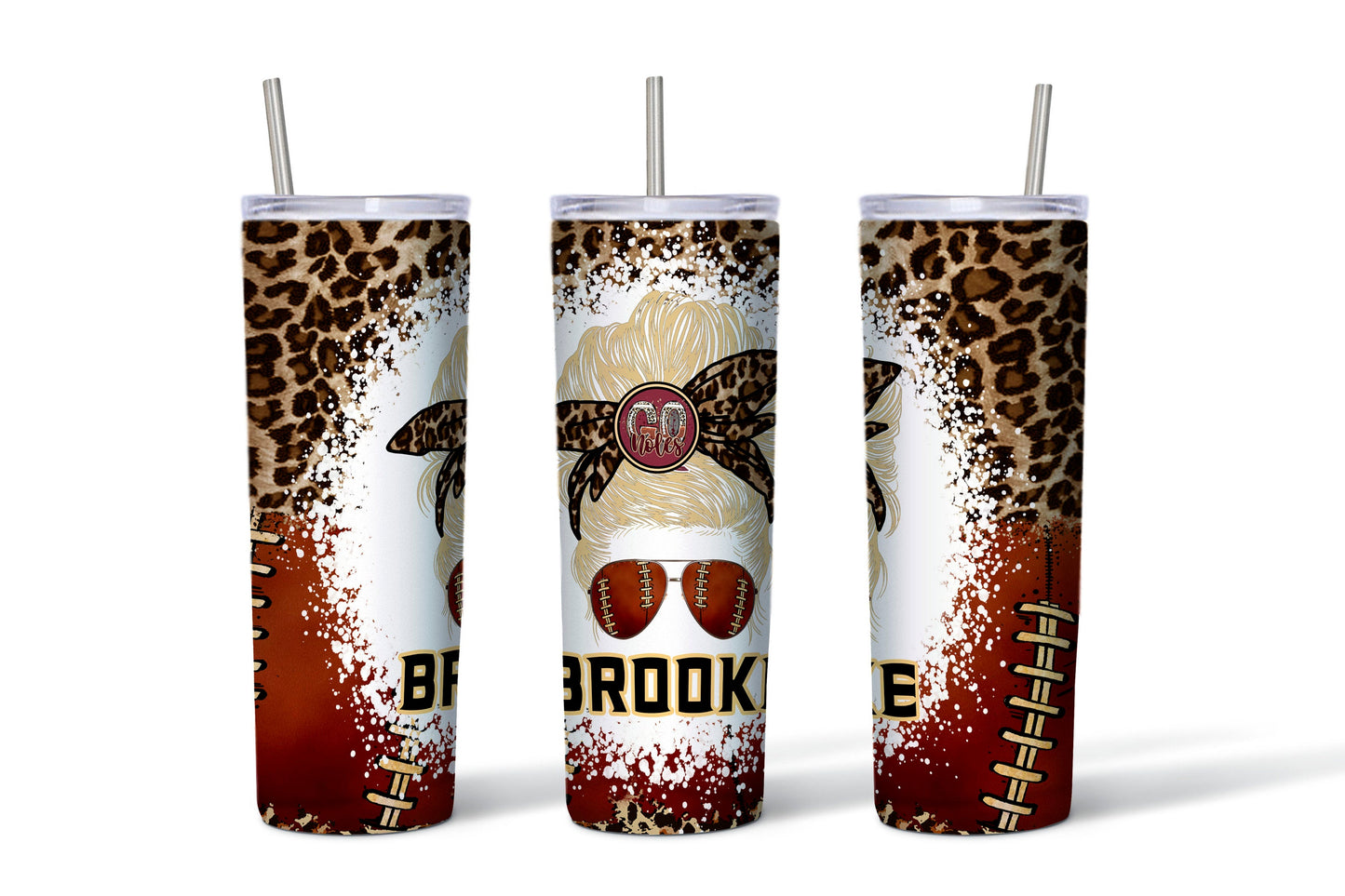 FSU Football Inspired Messy Bun 20 oz. Tumbler, Florida State University Football Personalized, FSU fan gift