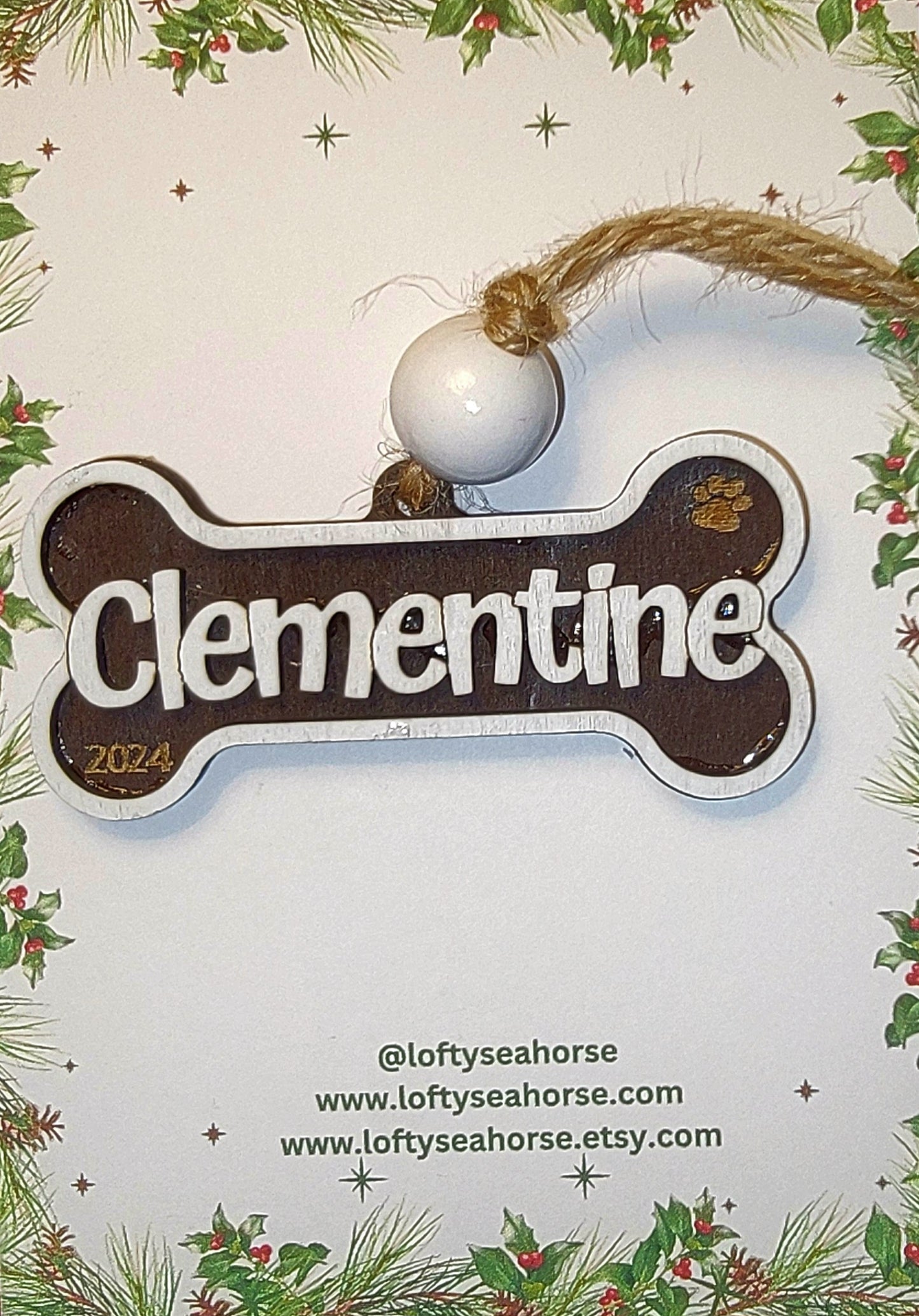 Personalized Wooden Dog Bone Ornament