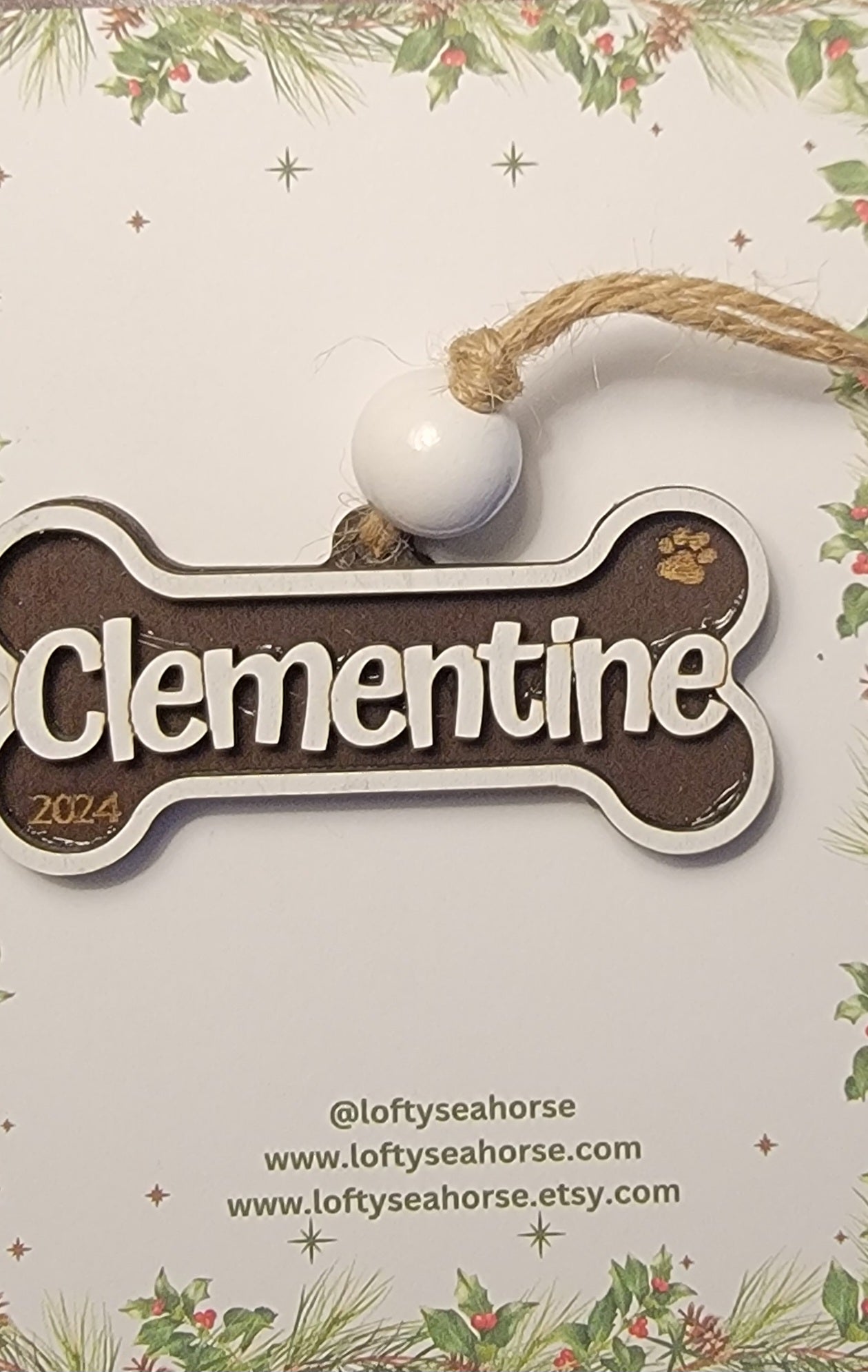 Personalized Wooden Dog Bone Ornament