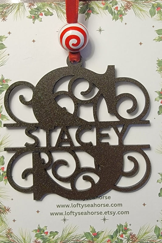 Personalized Monogramed Wooden Christmas Ornament