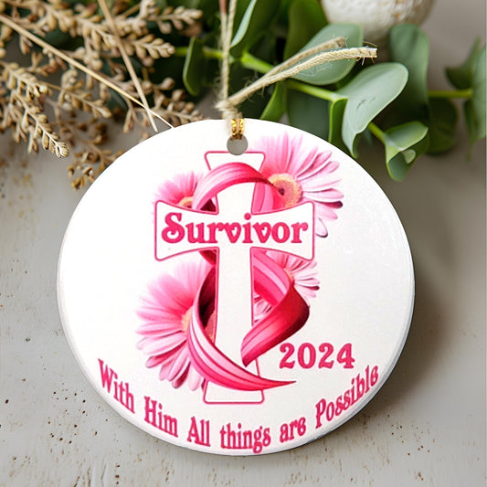 Breast Cancer Survivor Gift Ornaments- Cancer Survivor Gift Ornament- I survived Cancer Gift- I survived Cancer Patient Gift- Cancer Warrior