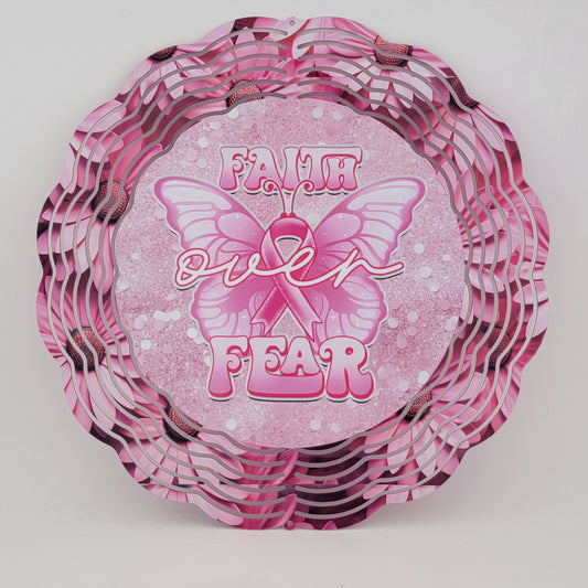 Breast Cancer 10" Wind Spinner- Faith Over Fear Wind Spinner- Sublimated Breast Cancer 10" Wind Spinner