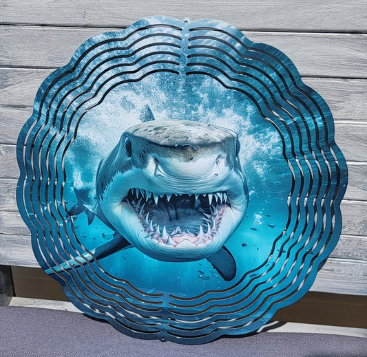 Shark 10in Wind Spinner- Realistic Shark Wind Spinner- Sublimated Shark 10 in Wind Spinner