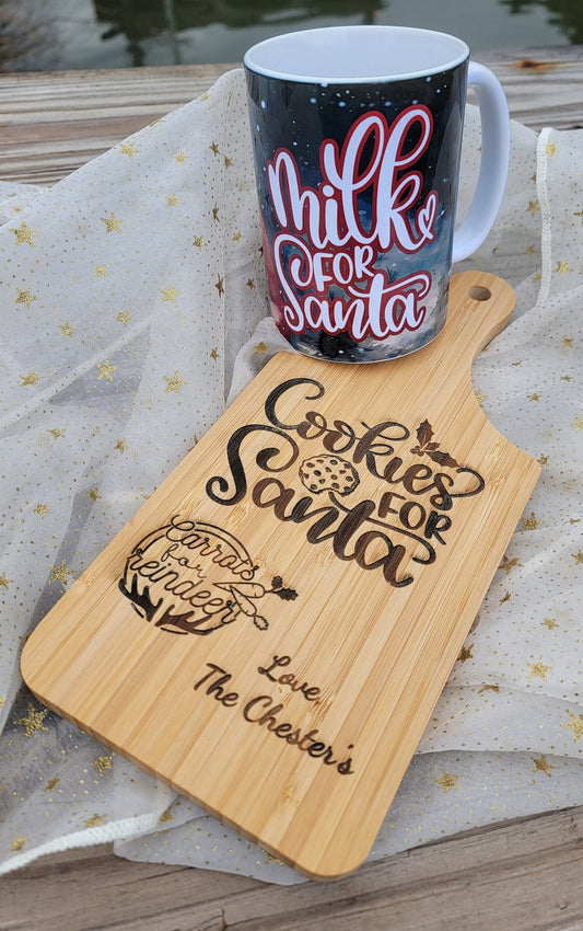 Milk and Cookies for Santa- Customized Mug and Cookie Serving Board