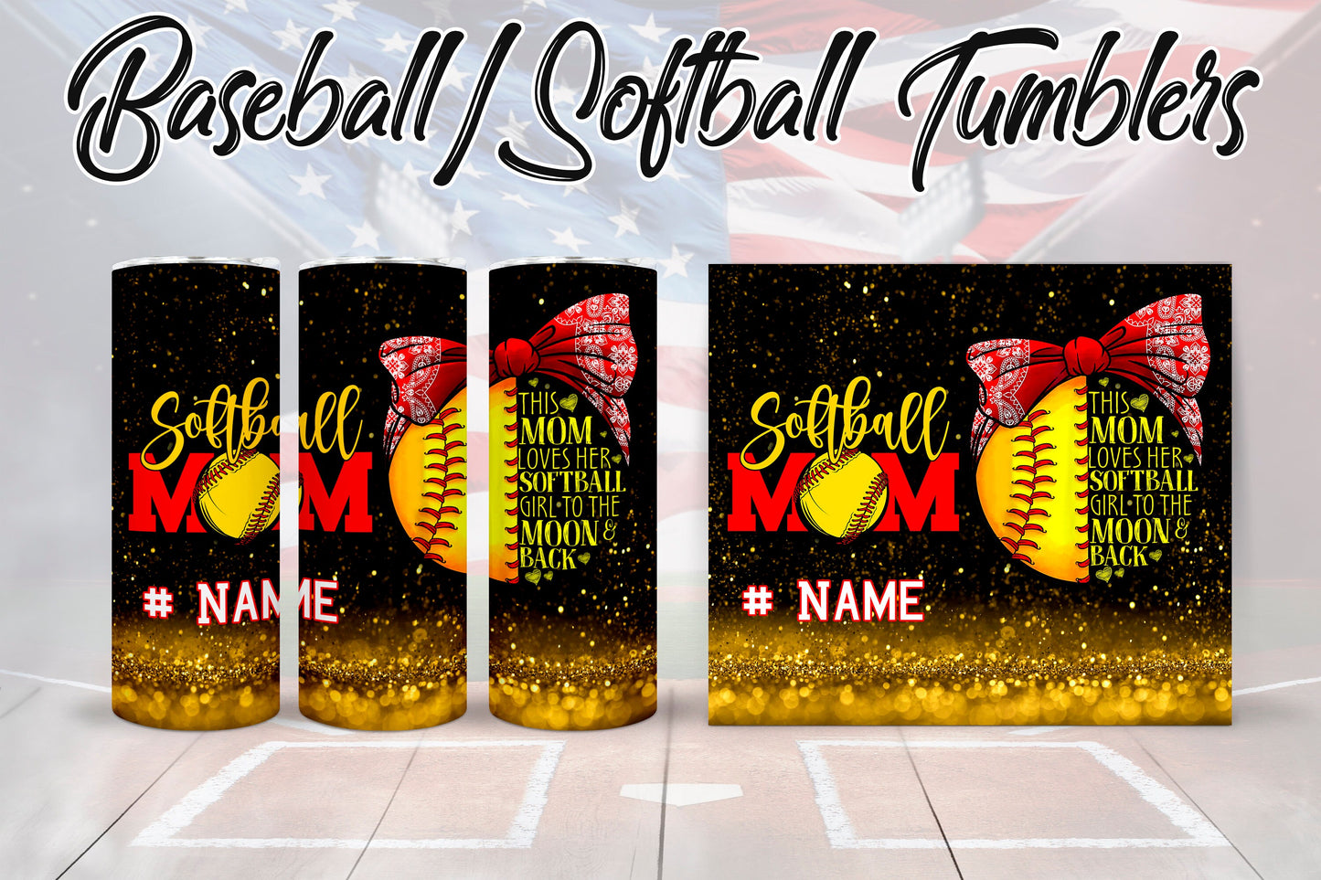 Softball Mom Tumbler- To the Moon and Back