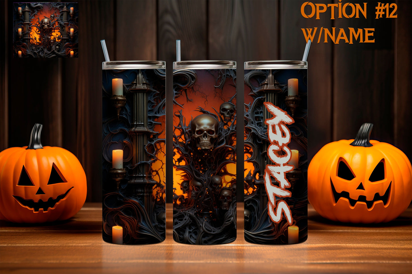 Skull and Vines 3D Halloween Tumblers