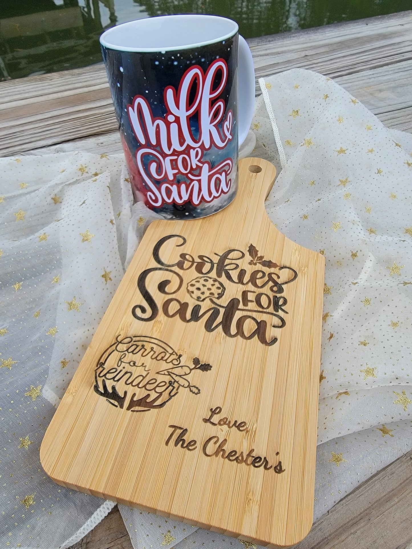 Milk and Cookies for Santa- Customized Mug and Cookie Serving Board