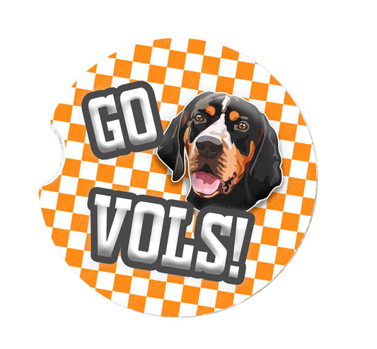 University of Tennessee influenced Ceramic Car Coasters- Vols Car Coasters- Vols Fan Gifts- University of Tennessee Gift