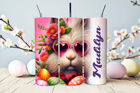 Personalized Easter Bunny Wearing Sunglasses 20 oz. Tumbler- Easter Basket Gift- Custom Easter Tumbler- Sublimated Stainless Steel Tumbler