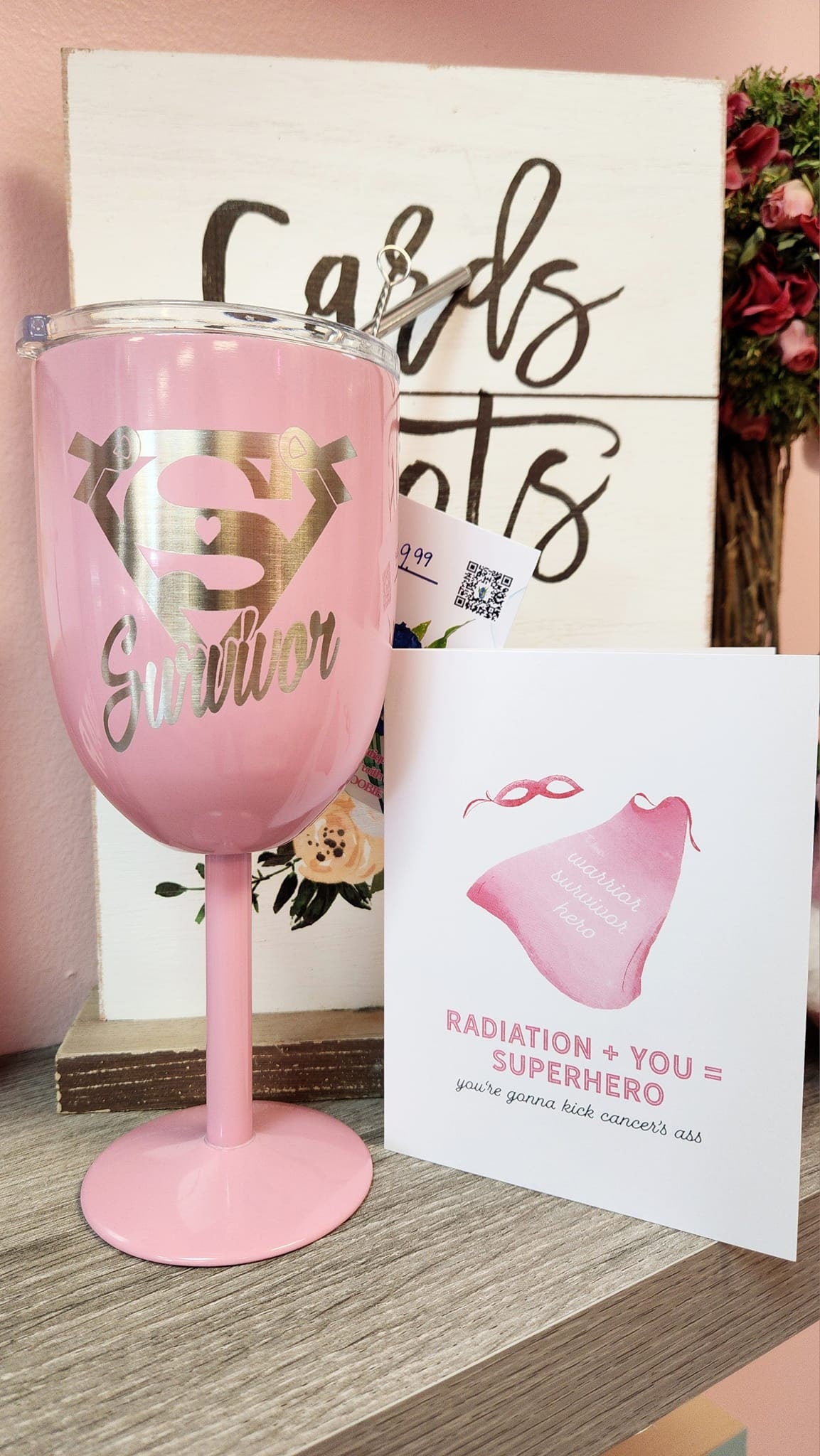 Pink Breast Cancer Survivor Stainless Steel Engraved Wine Glass, Challis, Motivational Tumbler- Breast Cancer Celebration Wine Tumbler