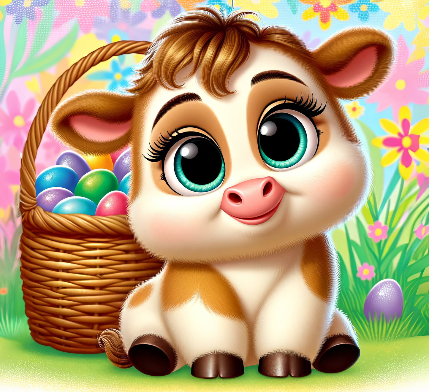 Big-Eyed Baby Cow or Horse Easter 20 oz. Tumbler- Easter Basket Gift- Easter Tumbler- Cow or Horse in a Basket - Stainless Steel Tumbler