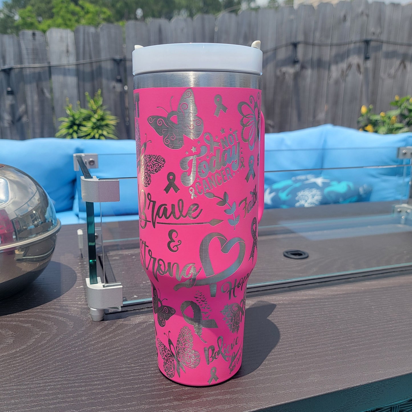 Breast Cancer Laser Engraved Tumbler- Breast Cancer 40 oz. Tumbler- Breast Cancer 30 oz. Tumbler- Breast Cancer Full Wrap Tumbler