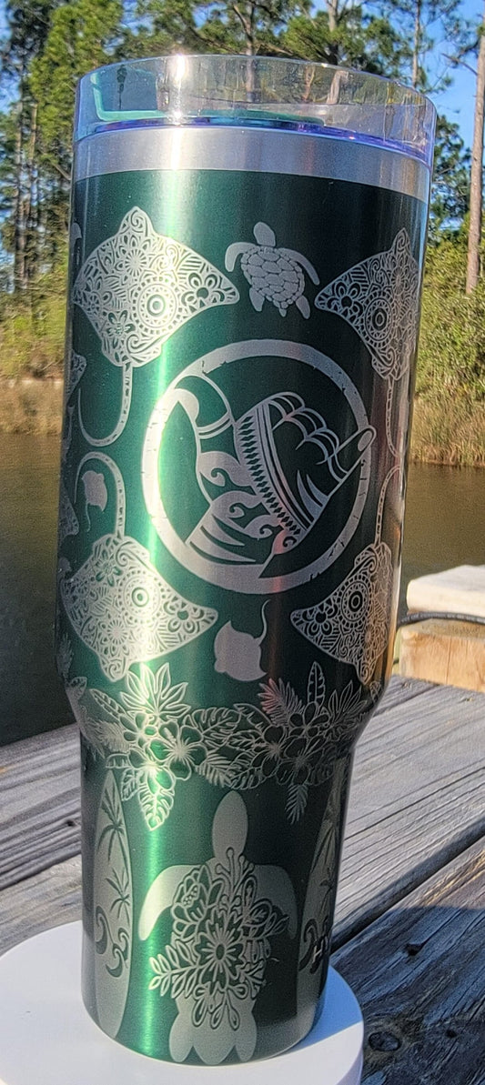 Shaka Surfing Laser Engraved Full Wrap for 40oz Tumbler, Surfing Digital Download, Shaka Surfing SVG, Sea Turtle SVG