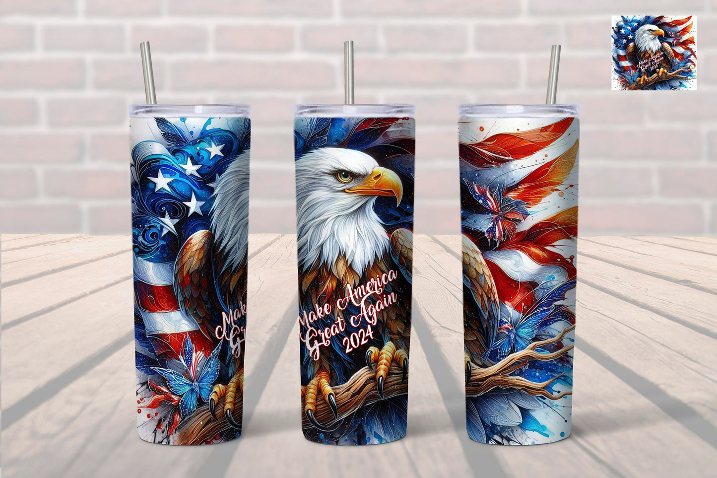 Make America Great Again 2024 Tumbler- American Eagle American Flag Tumbler- Trump 2024 Tumbler- Presidential Election 2024 Tumbler