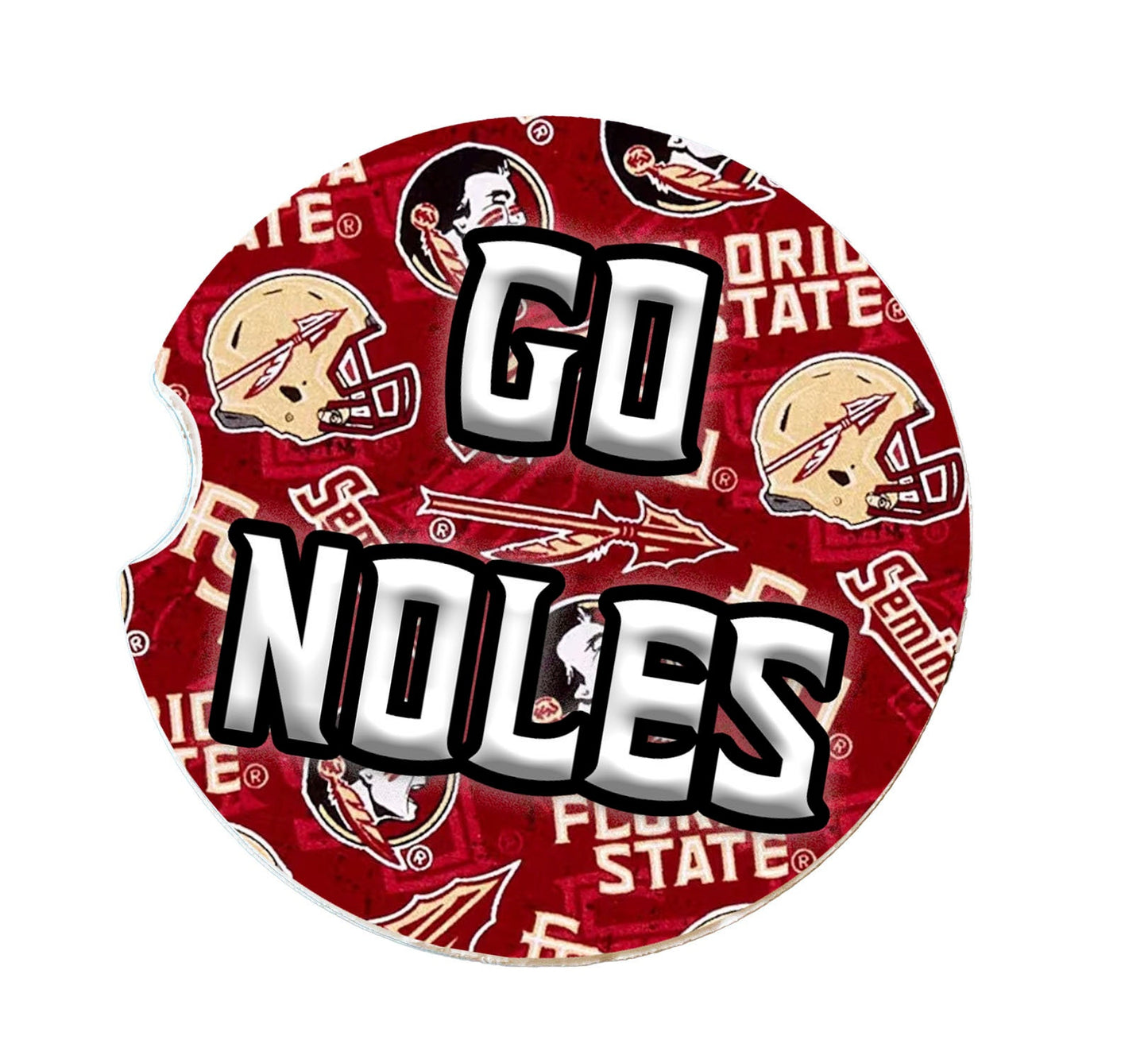 Seminoles influenced Ceramic Car Coasters- Florida State University Car Coasters- FSU Fan Gifts- FSU Student Gift- FSU Alumni Gift