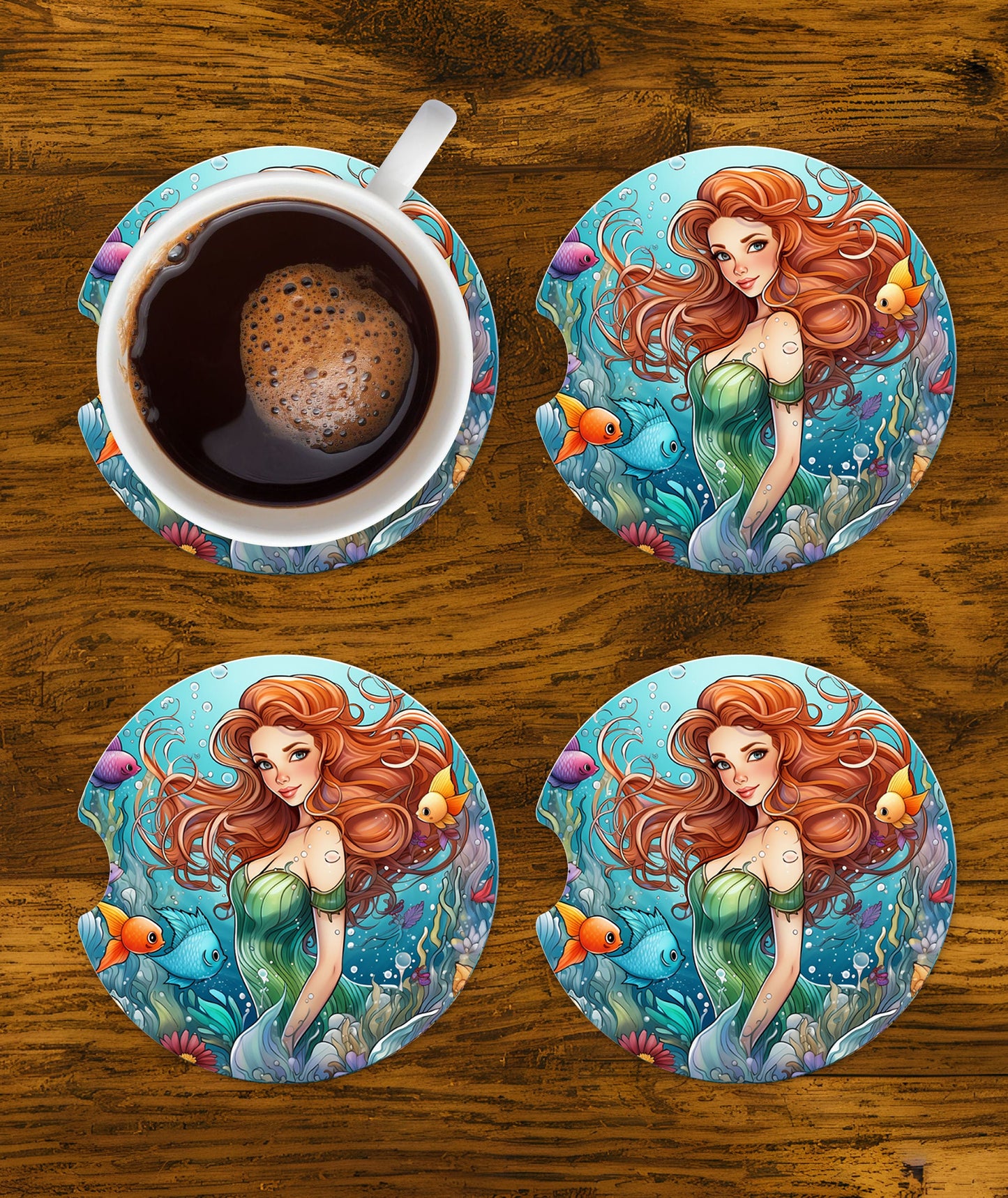 Mermaid Ceramic Car Coasters- Car Coaster Gifts