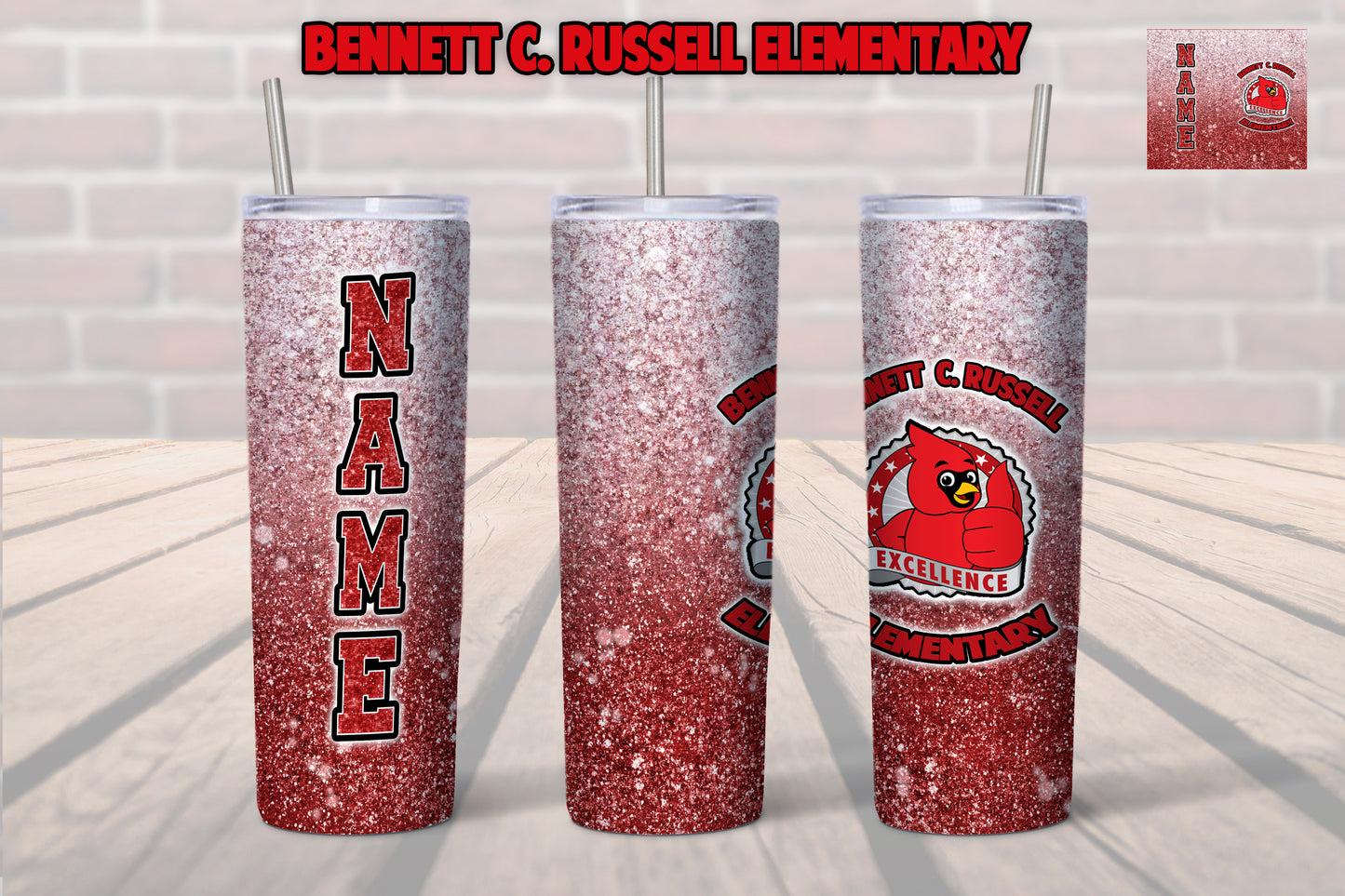 Bennett C. Russell Elementary Tumbler- Back to School Tumbler- BRE Cardinals Tumbler- School Spirit Tumbler- Teacher Gift, Student Gift