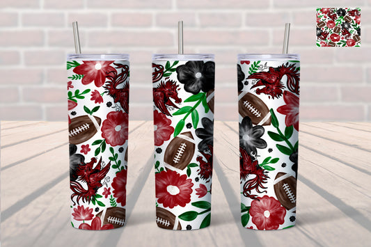 Gamecocks Floral Football 20 oz. Tumbler-University of South Carolina Tumbler