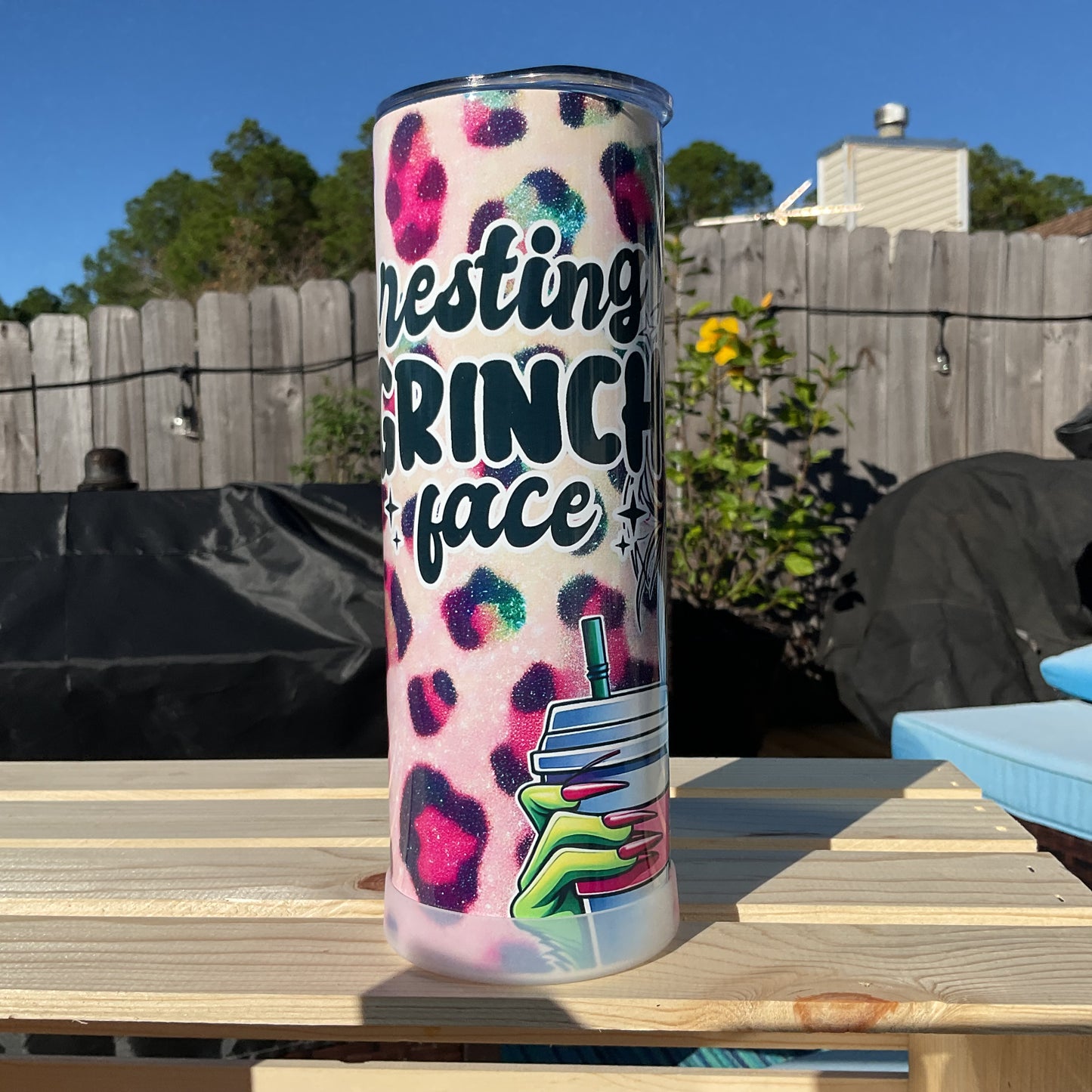 Resting Grinch Face Tumbler- Grinch Tumbler- Grinch 20 oz Tumbler