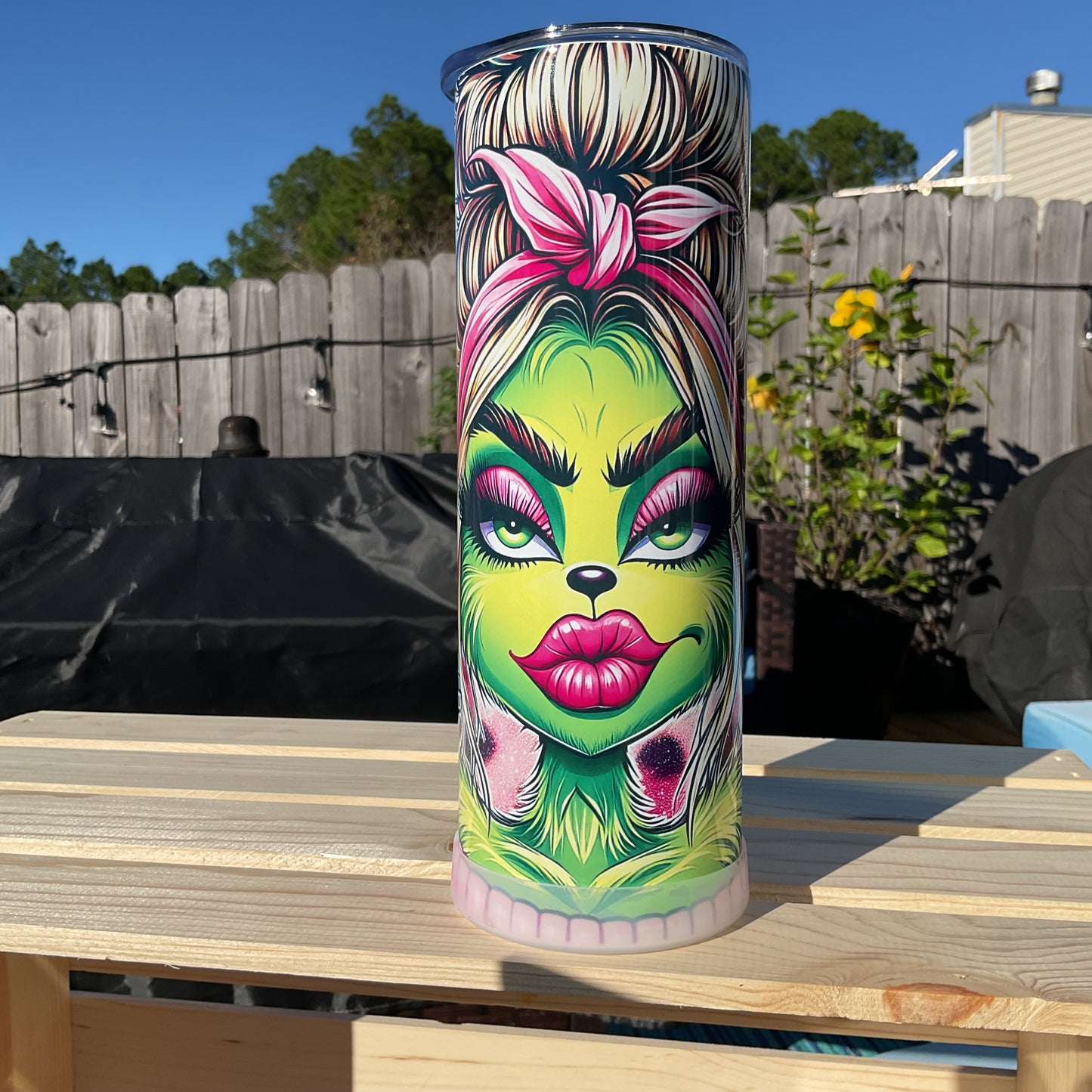 Resting Grinch Face Tumbler- Grinch Tumbler- Grinch 20 oz Tumbler