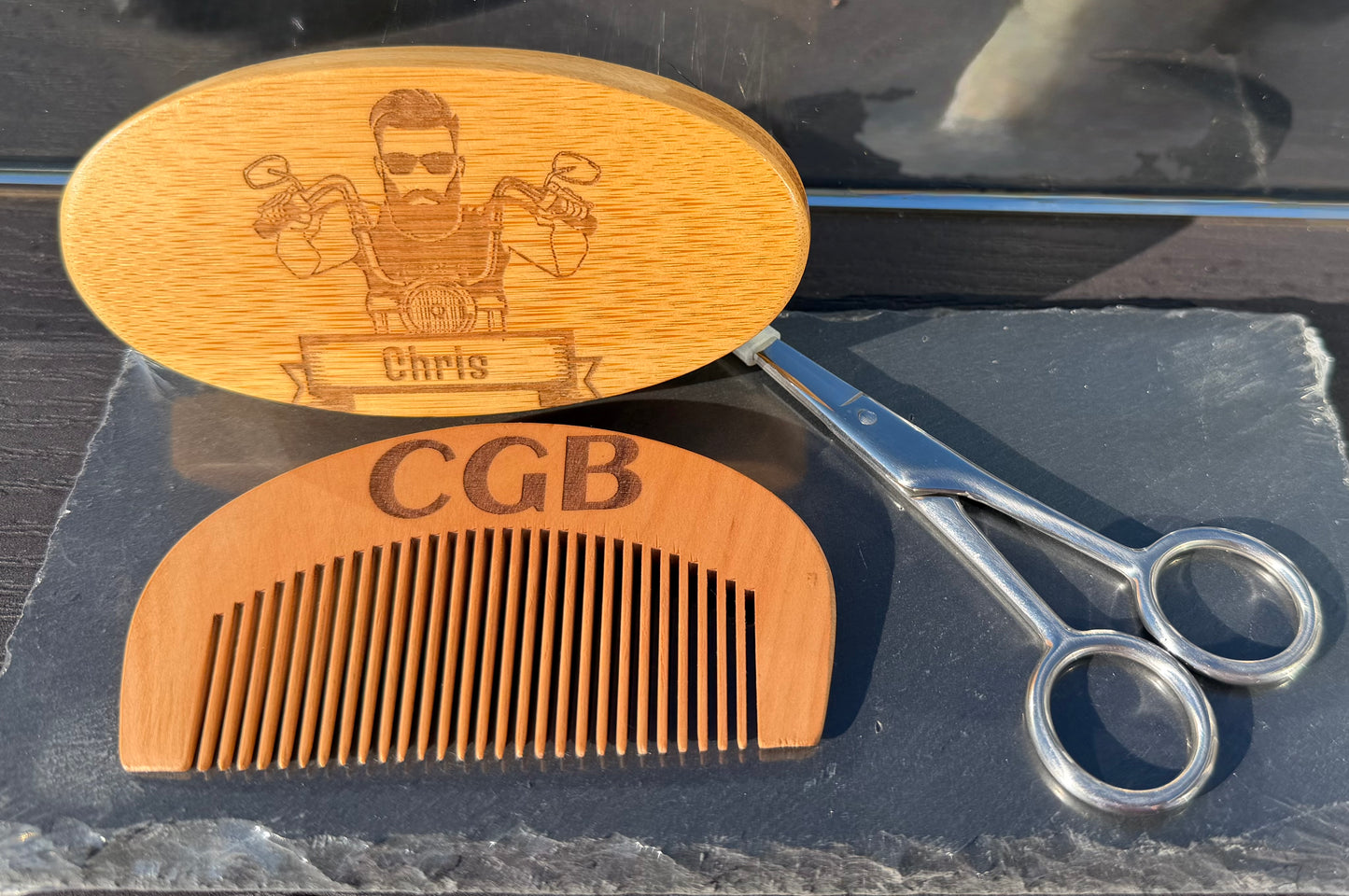 Custom engraved beard care kit