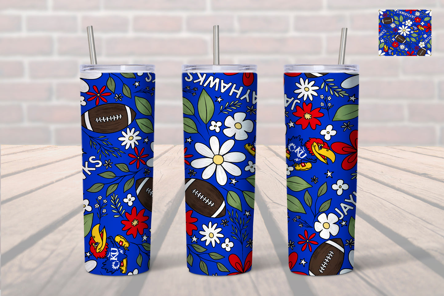 University of Kansas Jayhawks 20 oz. Floral Tumbler