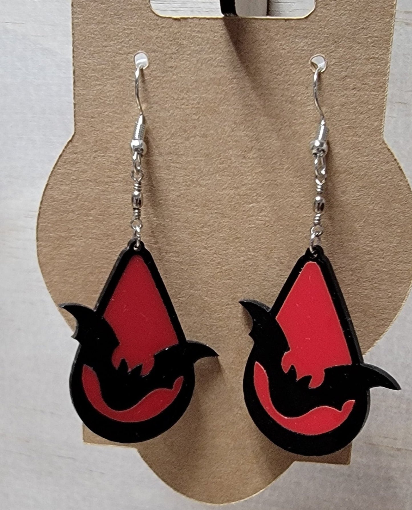 Red and Black Acrylic Bat earrings