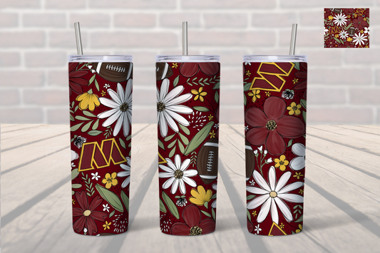 Washington Commanders Floral  20 oz.Tumbler- Commanders Floral Football Tumbler