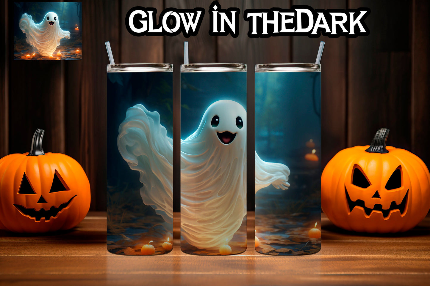 Cute Ghost 20oz. Tumbler Glow in the Dark