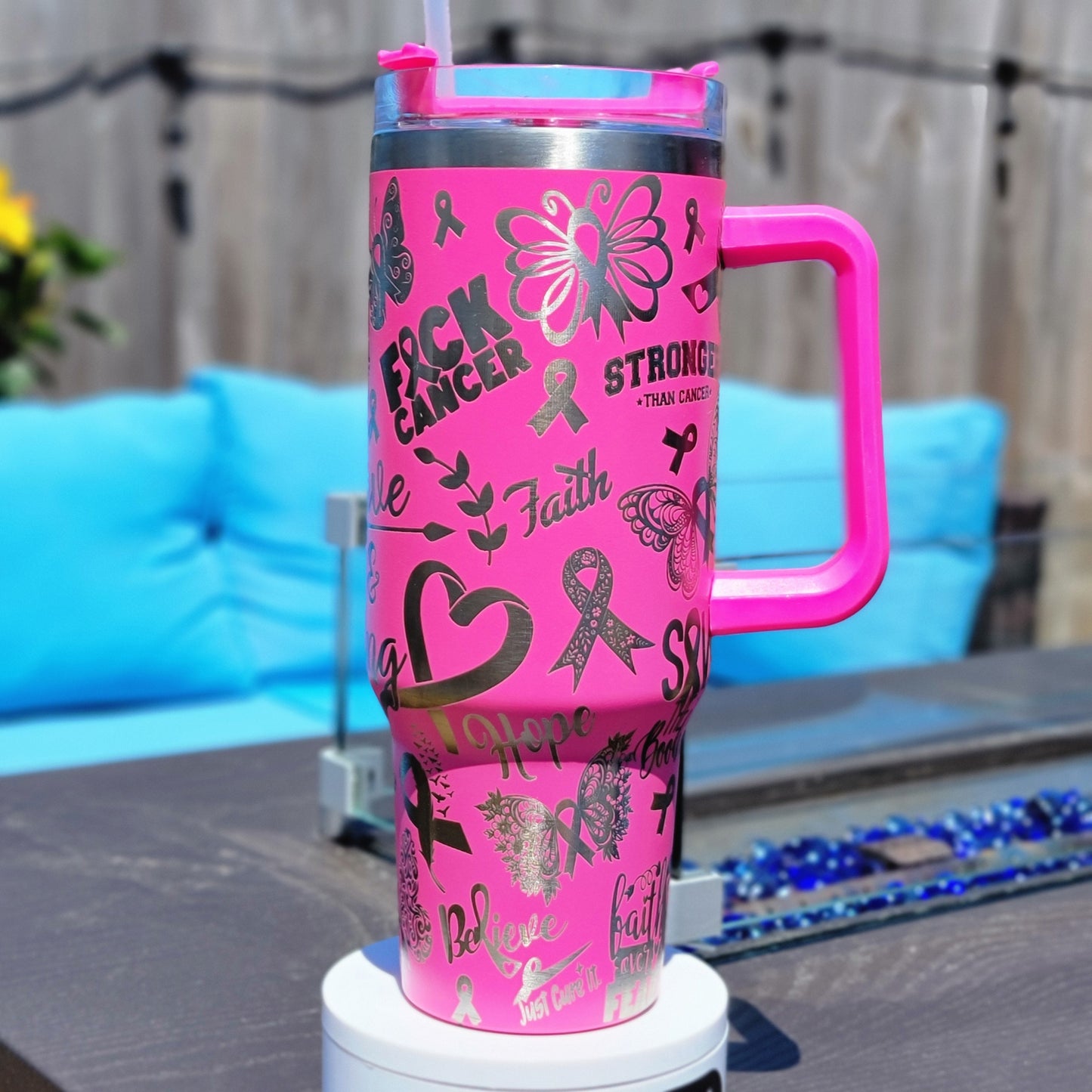 Breast Cancer Laser Engraved Tumbler- Breast Cancer 40 oz. Tumbler- Breast Cancer 30 oz. Tumbler- Breast Cancer Full Wrap Tumbler