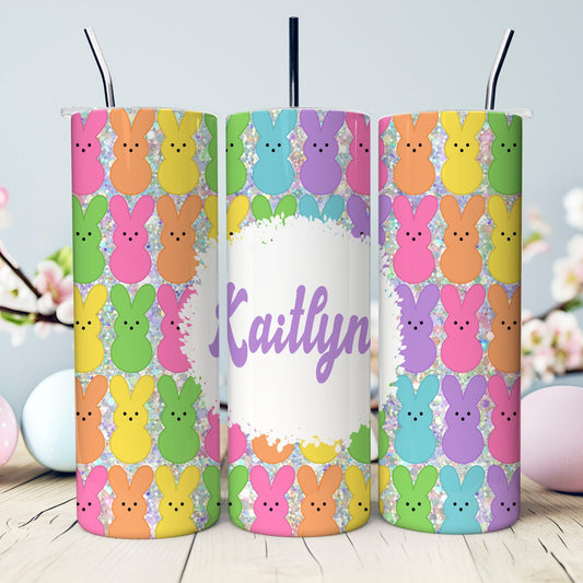 Personalized Multi-colored Easter Peep Tumbler - 20oz. Easter Tumbler- Easter Basket Gift- Personalized Easter Gift- Stainless Steel Tumbler