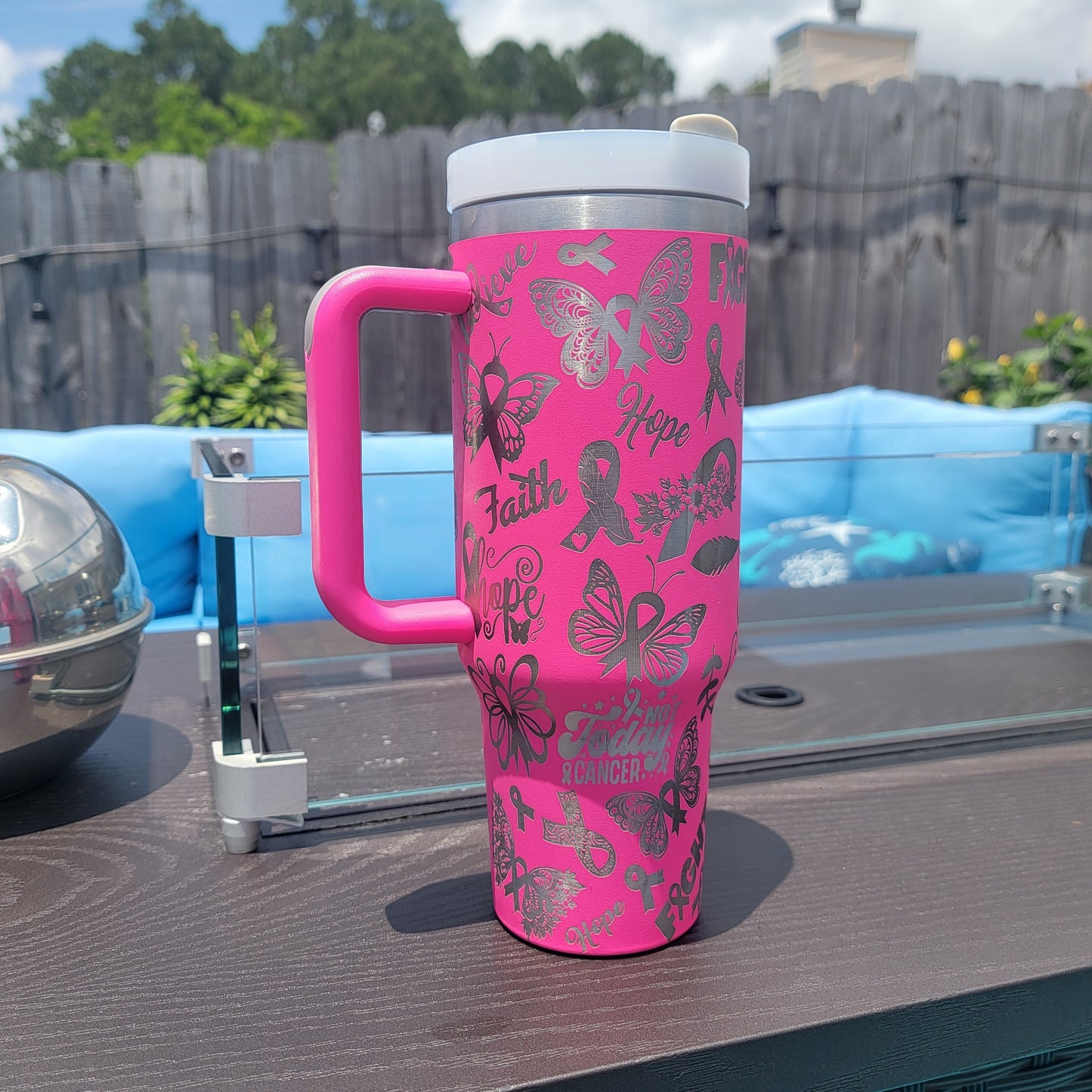 Breast Cancer Laser Engraved Tumbler- Breast Cancer 40 oz. Tumbler- Breast Cancer 30 oz. Tumbler- Breast Cancer Full Wrap Tumbler