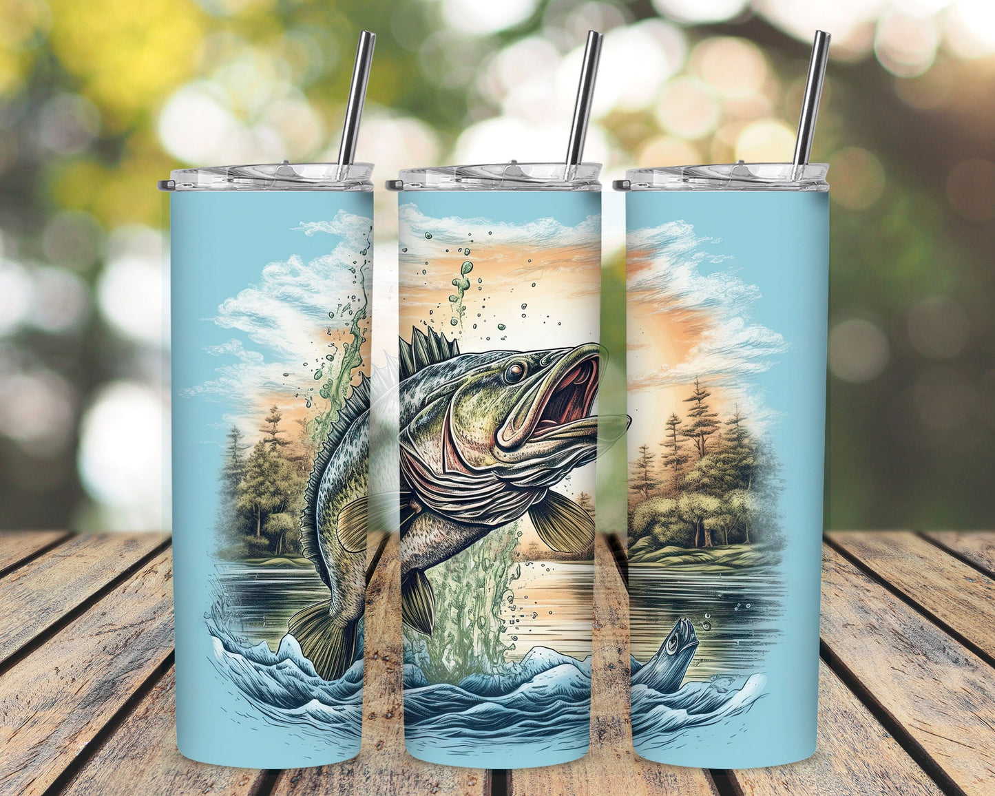 Bass Fishing Scene Tumbler - Biggest Catch - Fisherman - Father's Day