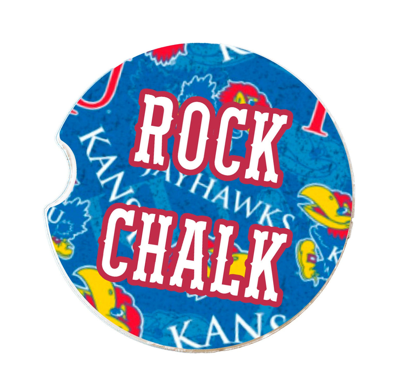 Jayhawk influenced Ceramic Car Coasters- University of Kansas Car Coasters- KU Fan Gifts- Rock Chalk gift