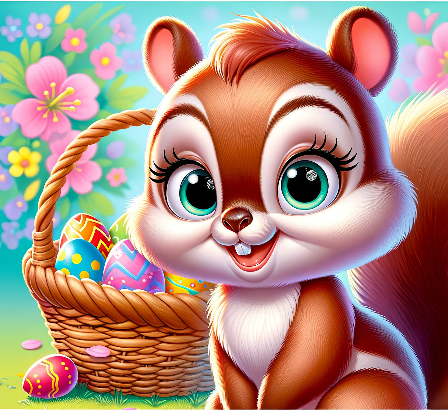 Big-Eyed Baby Chipmunk Easter 20 oz. Tumbler- Easter Basket Gift- Easter Tumbler- Chipmunk in a Basket - Sublimated Stainless Steel Tumbler