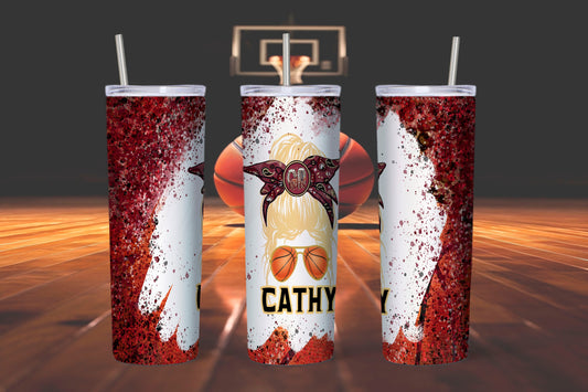 FSU Basketball Inspired Messy Bun 20 oz. Tumbler, Florida State University Personalized Tumbler, Seminoles fan gift