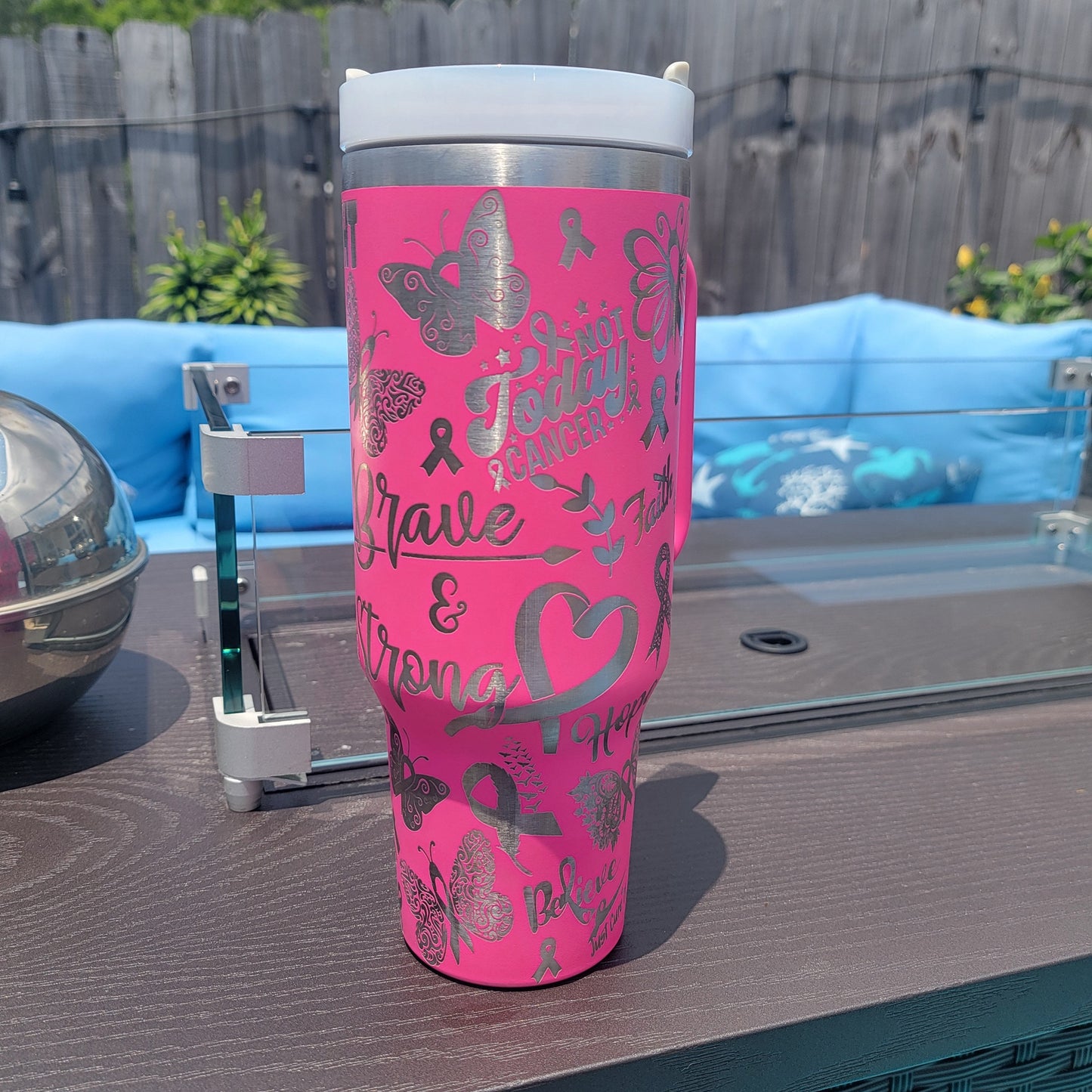 Breast Cancer Laser Engraved Tumbler- Breast Cancer 40 oz. Tumbler- Breast Cancer 30 oz. Tumbler- Breast Cancer Full Wrap Tumbler