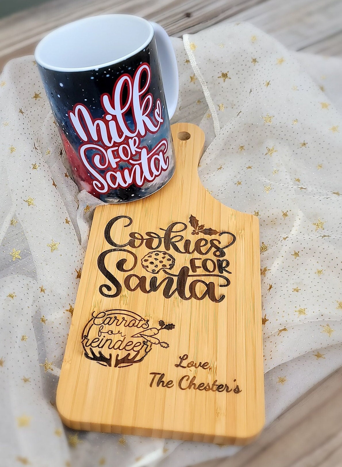 Milk and Cookies for Santa- Customized Mug and Cookie Serving Board