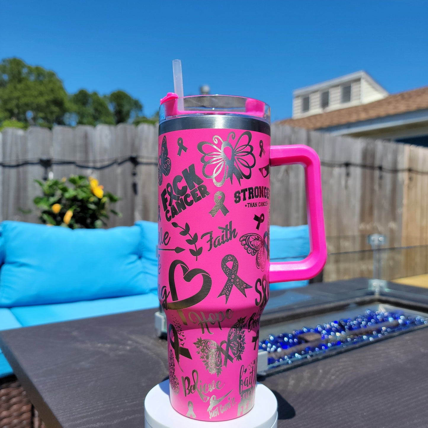 Breast Cancer Laser Engraved Tumbler- Breast Cancer 40 oz. Tumbler- Breast Cancer 30 oz. Tumbler- Breast Cancer Full Wrap Tumbler