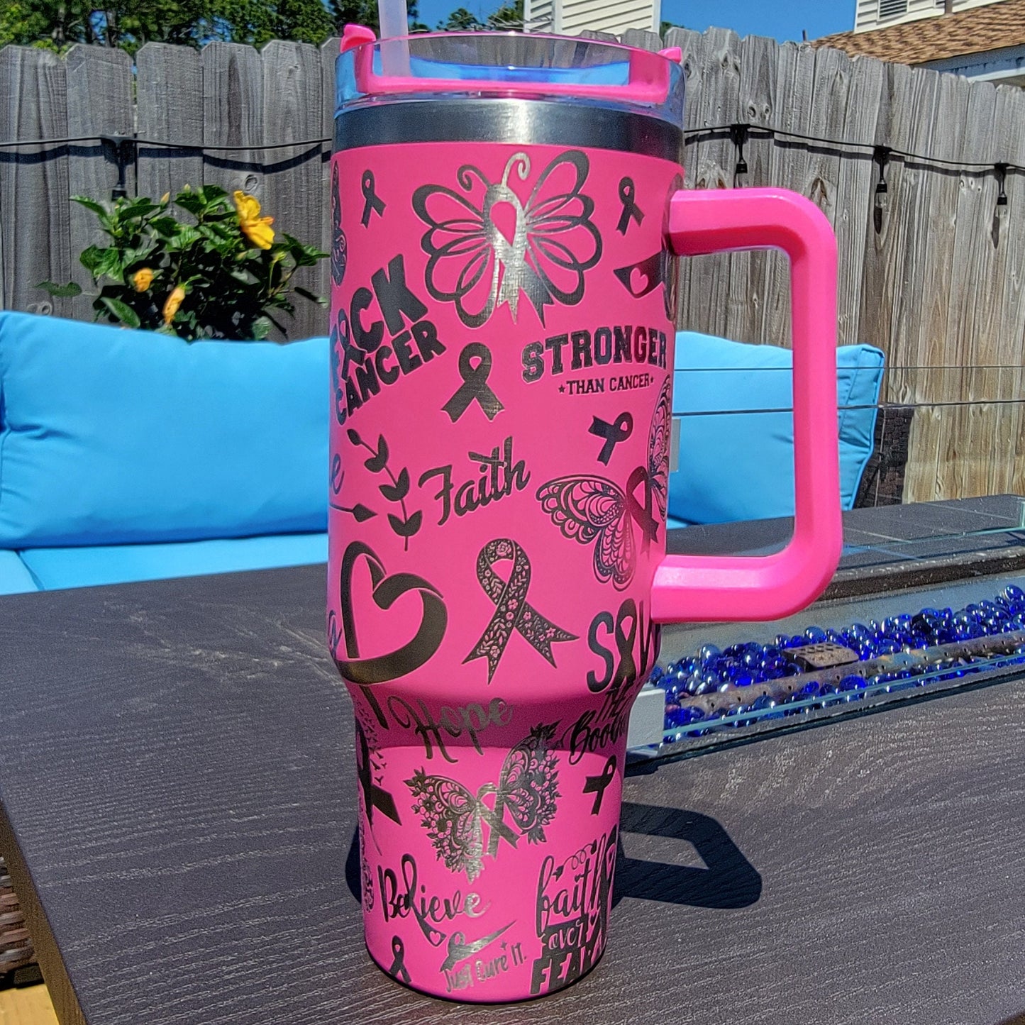 Breast Cancer Laser Engraved Tumbler- Breast Cancer 40 oz. Tumbler- Breast Cancer 30 oz. Tumbler- Breast Cancer Full Wrap Tumbler