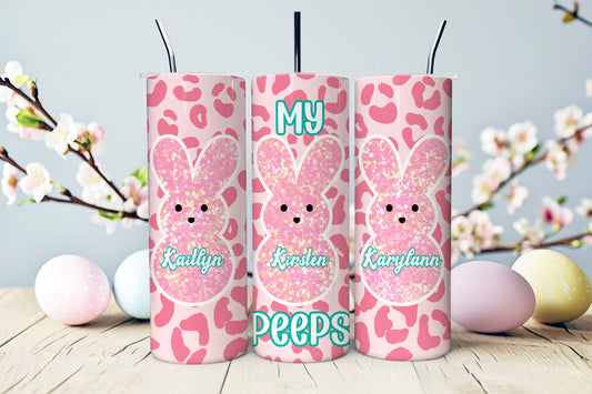 My Peeps Tumbler- Personalized Pink Peep Tumbler - 20oz. Easter Tumbler- Easter Basket Gift- Personalized Easter Gift-