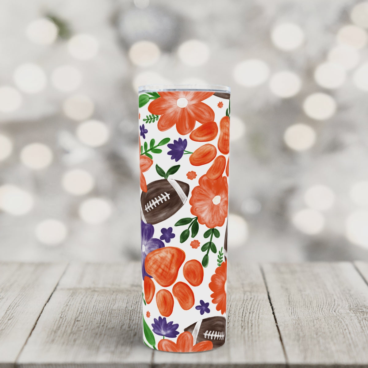 Clemson Tigers Floral 20 oz Tumbler